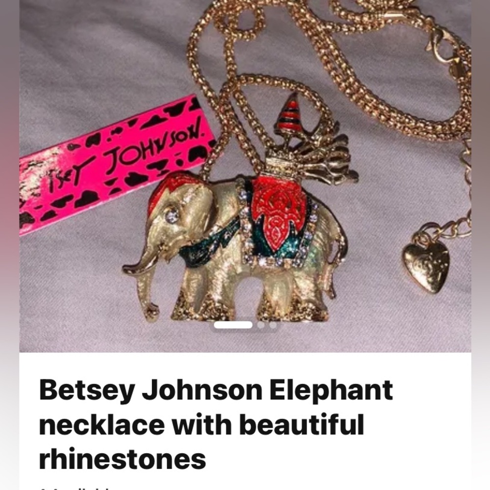 Betsey Johnson Rhinestone Elephant necklace